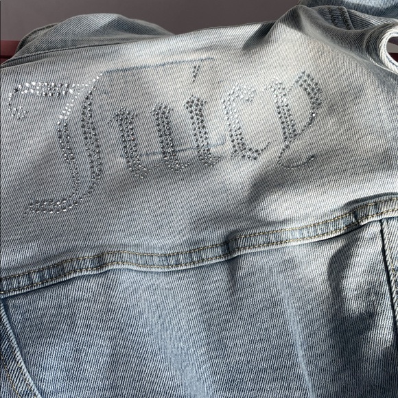 JUICY COUTURE LOGO RHINESTONE CROP DENIM VEST DENIM BLUE SIZE MEDIUM NWT - Picture 9 of 10